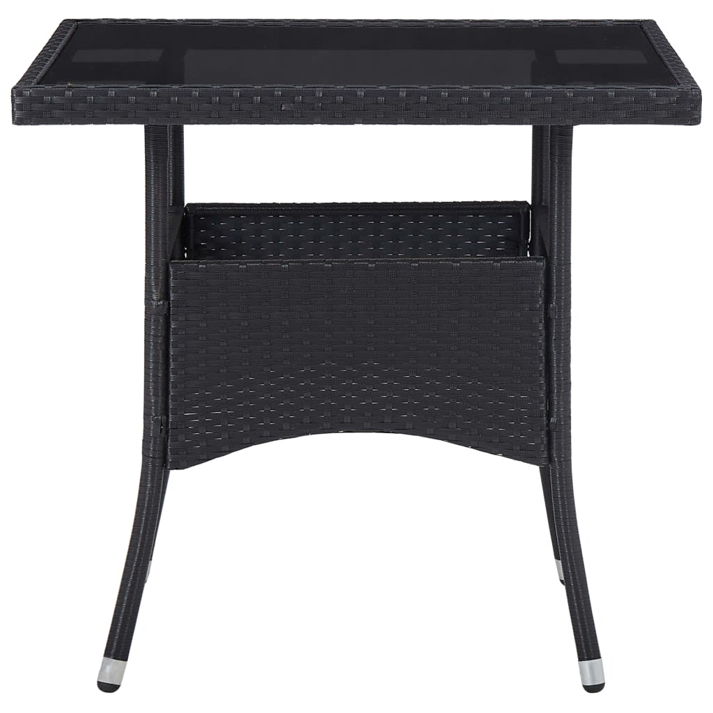 3 Piece Garden Dining Set Poly Rattan And Tempered Glass