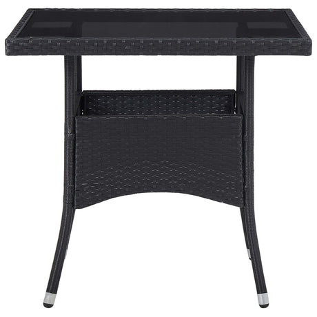 3 Piece Garden Dining Set Poly Rattan And Tempered Glass