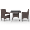 3 Piece Garden Dining Set Poly Rattan And Tempered Glass
