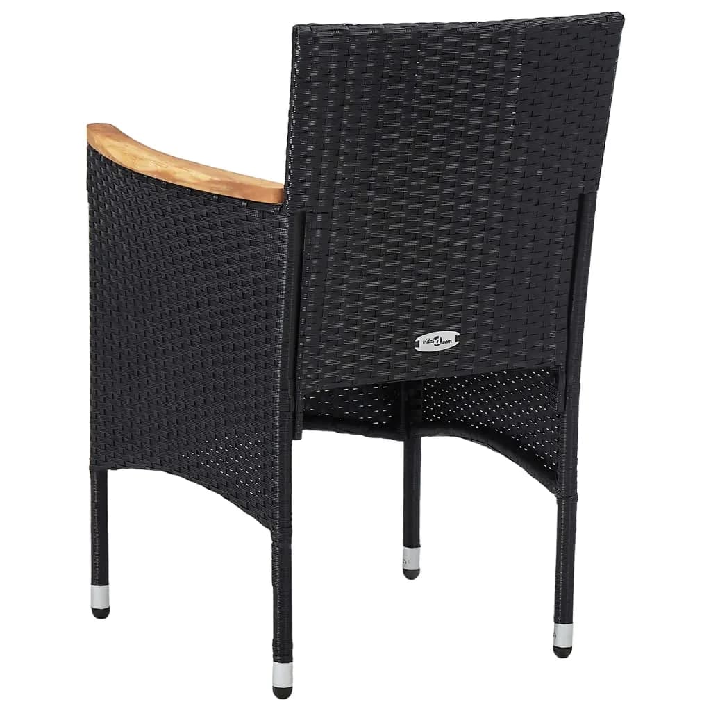 5 Piece Garden Dining Set Poly Rattan And Solid Wood Black