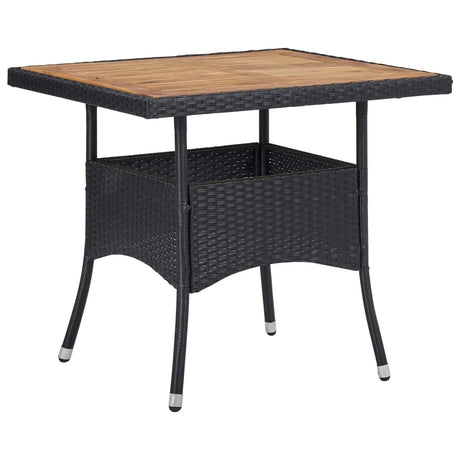5 Piece Garden Dining Set Poly Rattan And Solid Wood Black