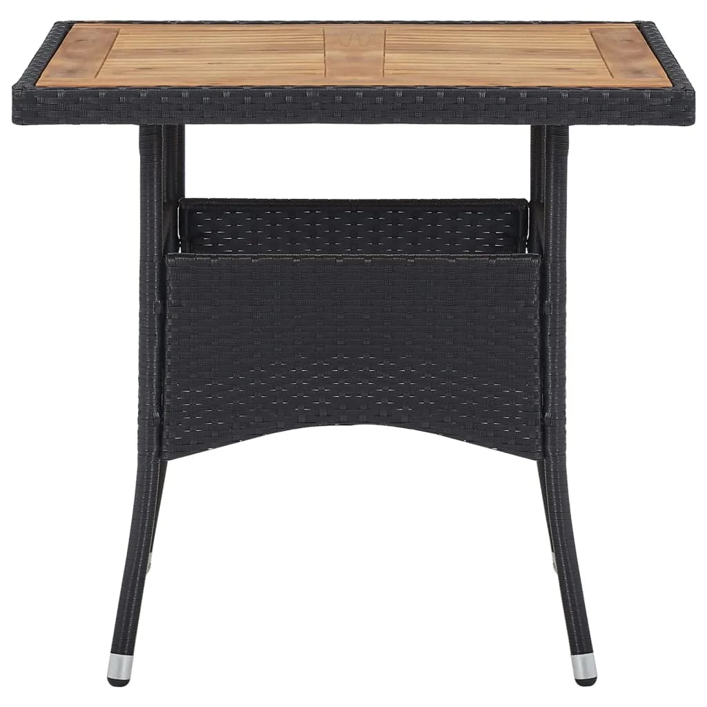 5 Piece Garden Dining Set Poly Rattan And Solid Wood Black