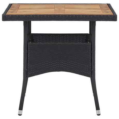 5 Piece Garden Dining Set Poly Rattan And Solid Wood Black