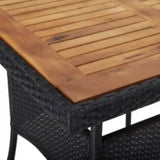 5 Piece Garden Dining Set Poly Rattan And Solid Wood Black
