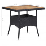 5 Piece Garden Dining Set Poly Rattan And Solid Wood Black