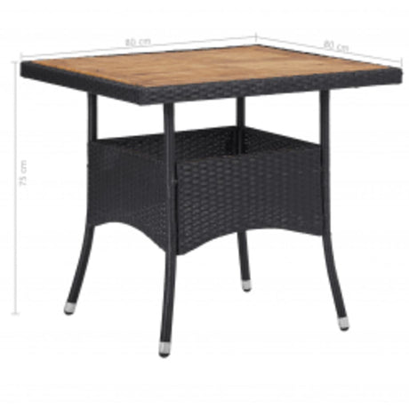 5 Piece Garden Dining Set Poly Rattan And Solid Wood Black