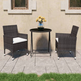3 Piece Garden Bistro Set Poly Rattan And Acacia Wood Black