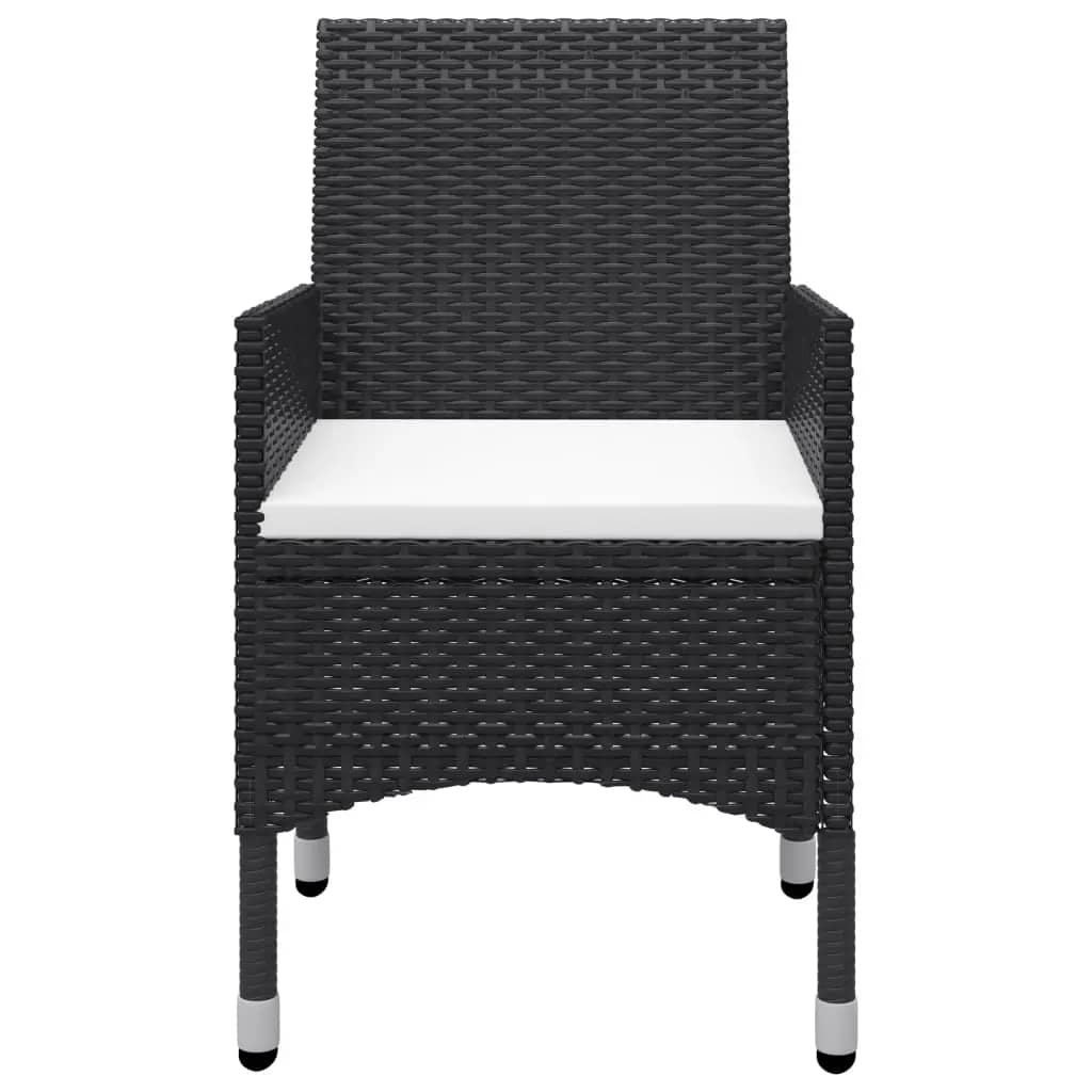 3 Piece Garden Bistro Set Poly Rattan And Acacia Wood Black