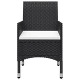 3 Piece Garden Bistro Set Poly Rattan And Acacia Wood Black