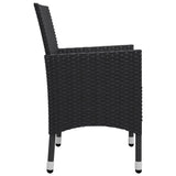 3 Piece Garden Bistro Set Poly Rattan And Acacia Wood Black