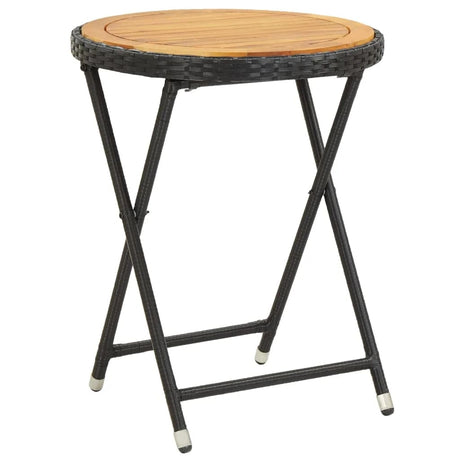 3 Piece Garden Bistro Set Poly Rattan And Acacia Wood Black
