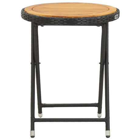 3 Piece Garden Bistro Set Poly Rattan And Acacia Wood Black