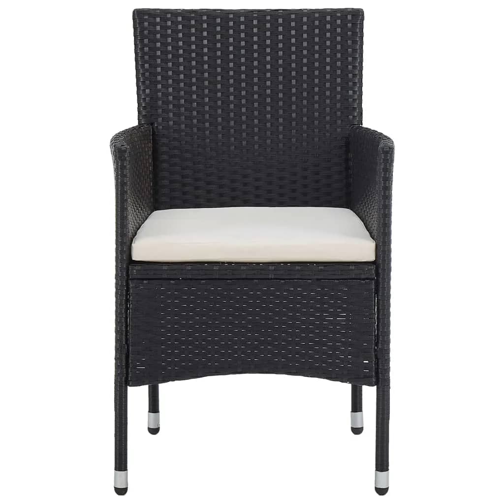 3 Piece Garden Dining Set Poly Rattan And Tempered Glass
