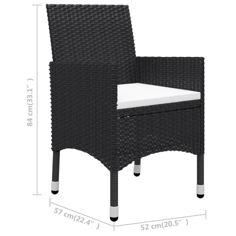 3 Piece Garden Dining Set Poly Rattan And Tempered Glass