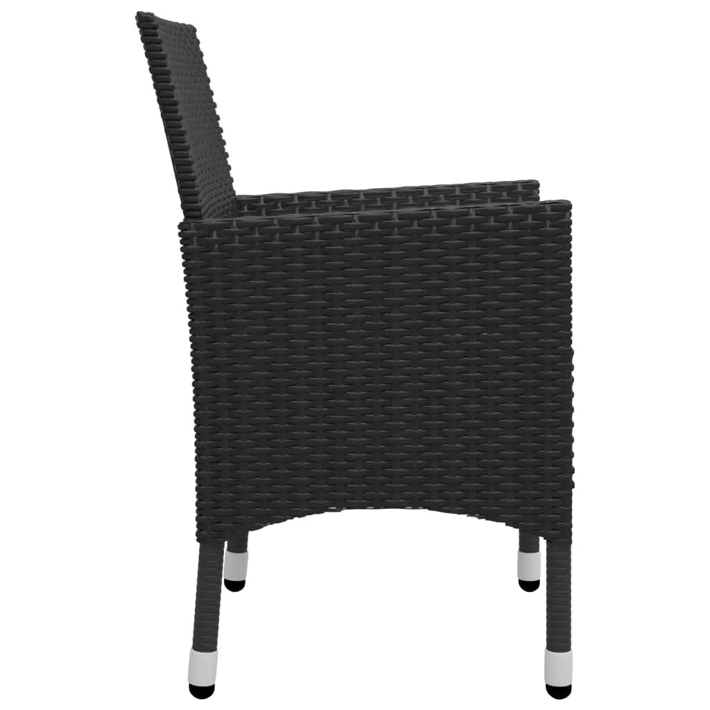 3 Piece Garden Bistro Set Poly Rattan And Solid Wood Black