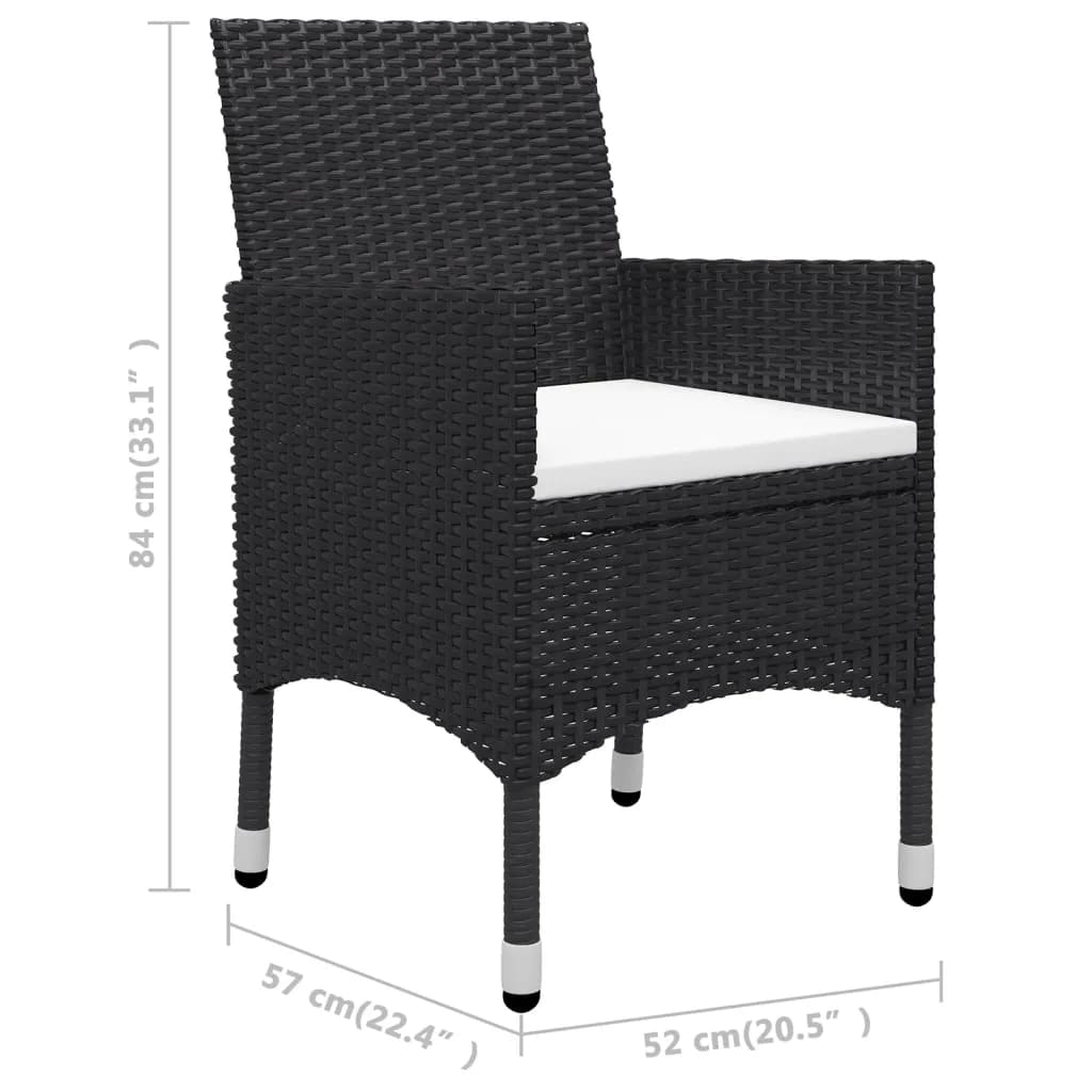 3 Piece Garden Bistro Set Poly Rattan And Solid Wood Black