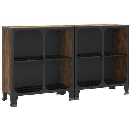 Storage Cabinets 2 Pcs 72X36X82 Cm Metal And Mdf