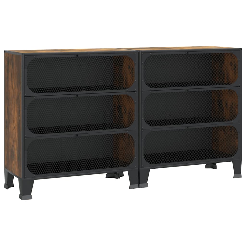 Storage Cabinets 2 Pcs 72X36X82 Cm Metal And Mdf