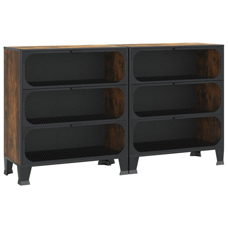 Storage Cabinets 2 Pcs 72X36X82 Cm Metal And Mdf