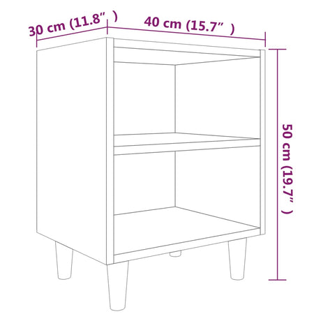 Bed Cabinet With Solid Wood Legs 40X30X50 Cm