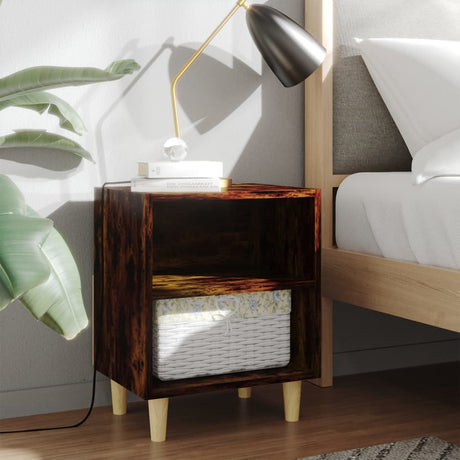 Bed Cabinet With Solid Wood Legs 40X30X50 Cm