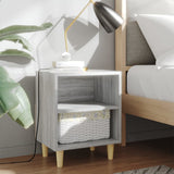 Bed Cabinet With Solid Wood Legs 40X30X50 Cm