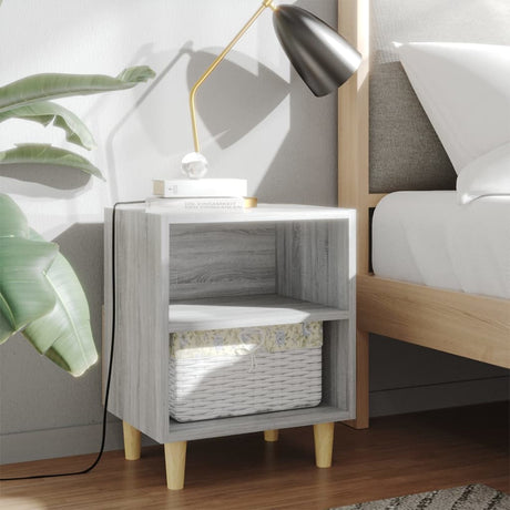 Bed Cabinet With Solid Wood Legs 40X30X50 Cm