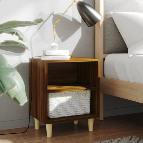 Bed Cabinet With Solid Wood Legs 40X30X50 Cm