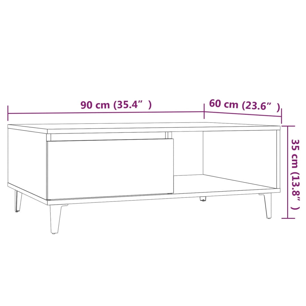 Coffee Table 90X60X35 Cm Engineered Wood