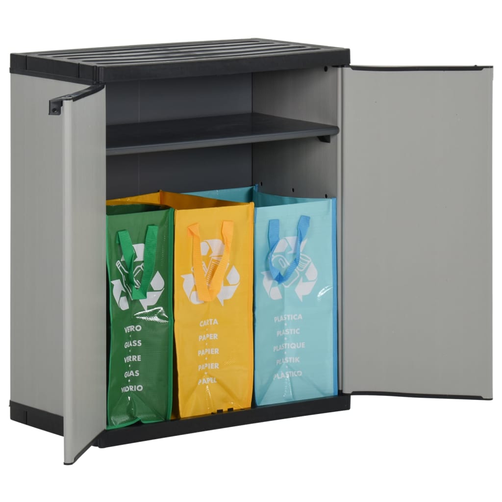 Garden Waste Cabinet Grey And Black 68X40X85 Cm Pp