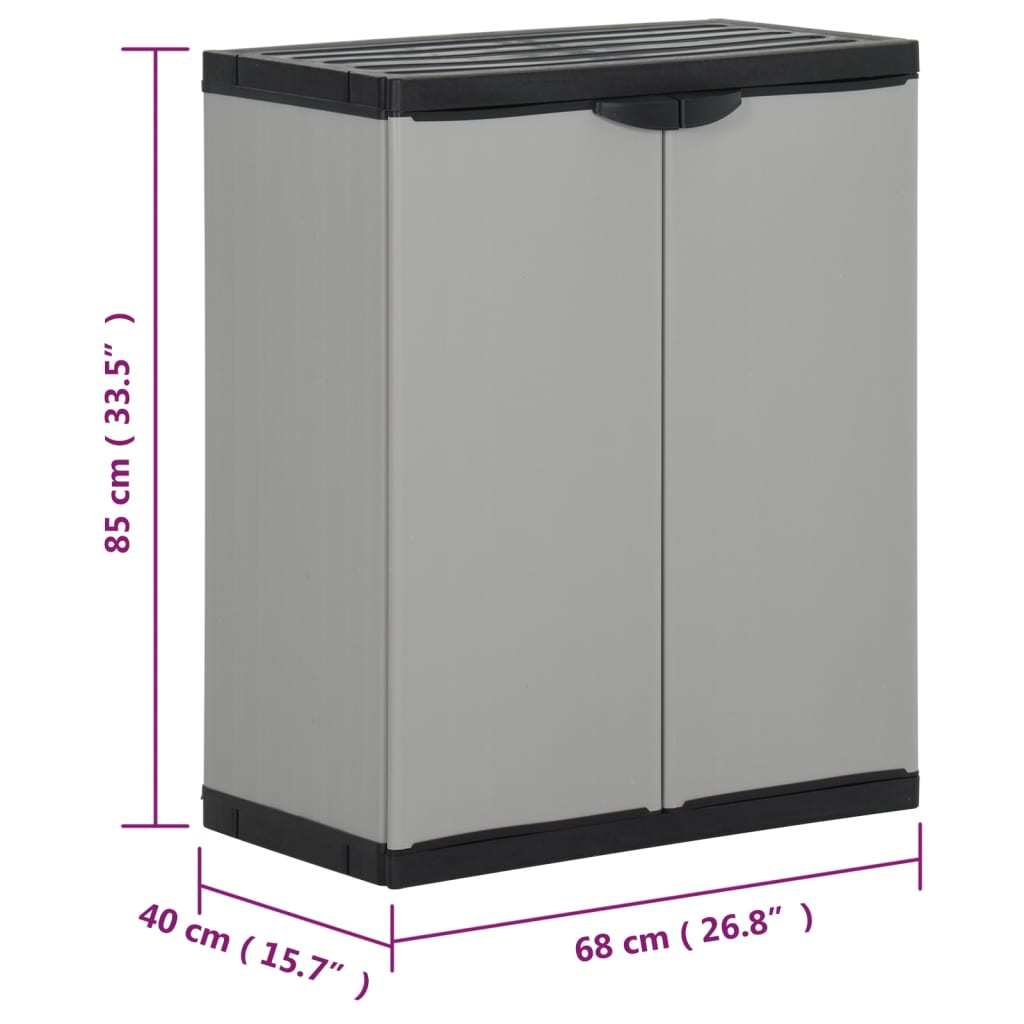 Garden Waste Cabinet Grey And Black 68X40X85 Cm Pp