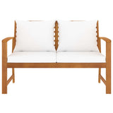 Garden Bench 120 Cm With Cream Cushion Solid Wood Acacia