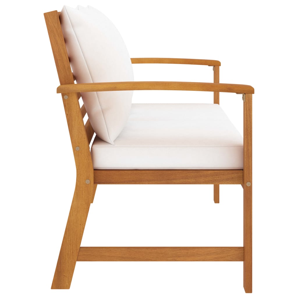 Garden Bench 120 Cm With Cream Cushion Solid Wood Acacia