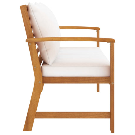 Garden Bench 120 Cm With Cream Cushion Solid Wood Acacia