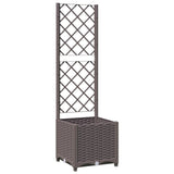 Garden Planter with Trellis Brown 40x40x136 cm PP