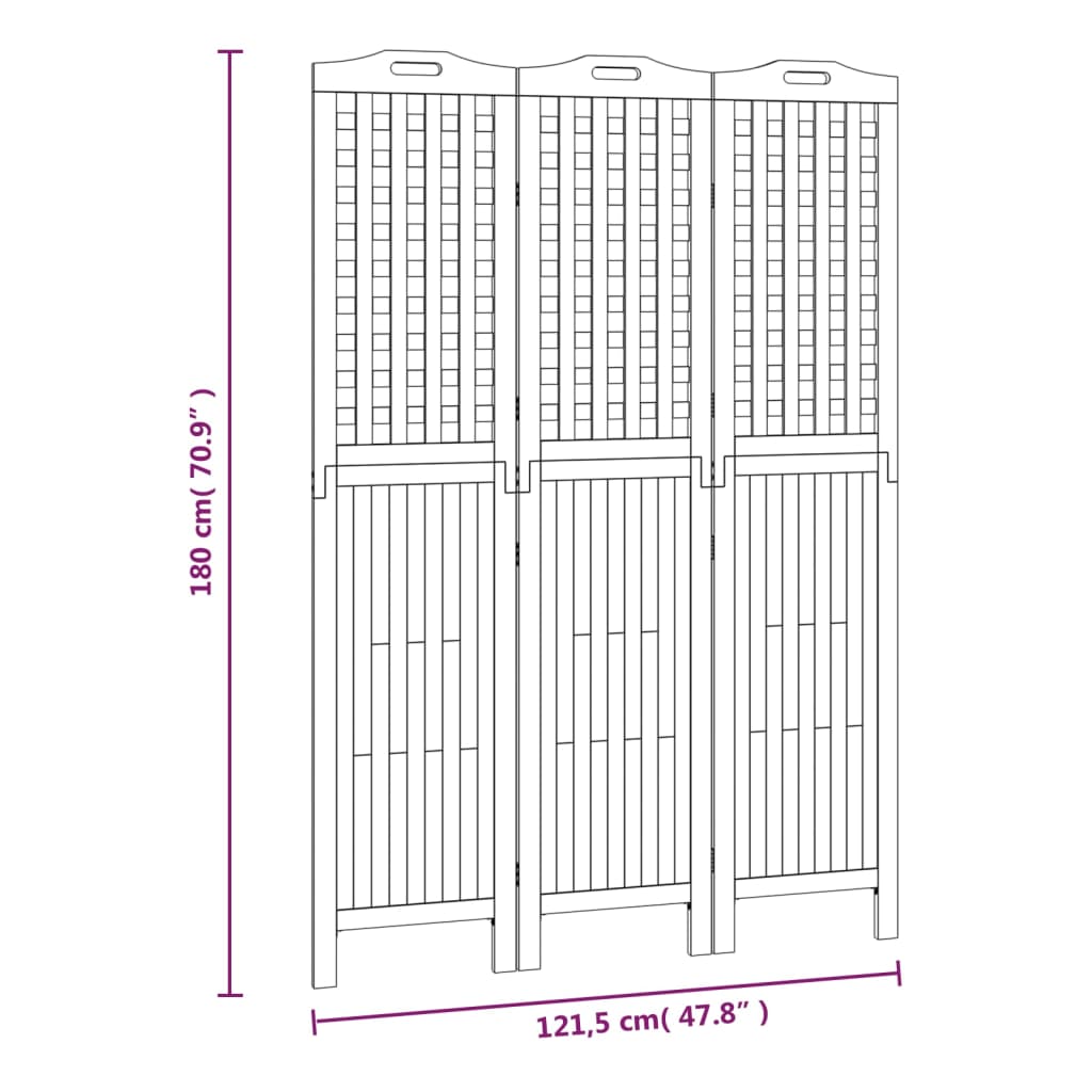 3-Panel Room Divider Solid Wood Acacia