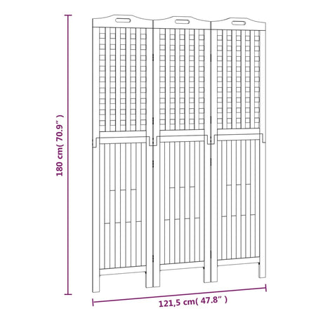 3-Panel Room Divider Solid Wood Acacia