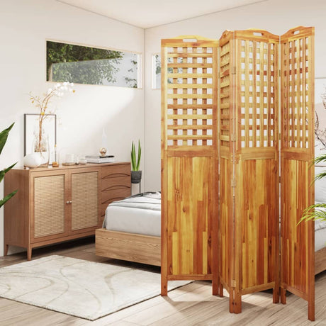 3-Panel Room Divider Solid Wood Acacia