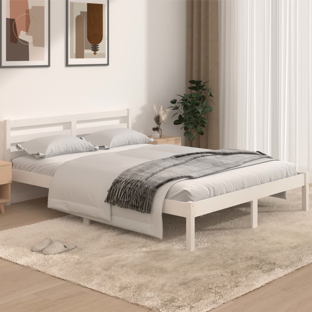 Bed Frame Without Mattress Solid Wood Pine 200X200Cm