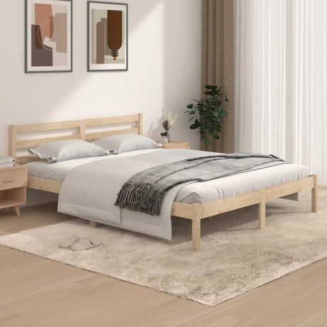 Bed Frame Without Mattress Solid Wood Pine 200X200Cm