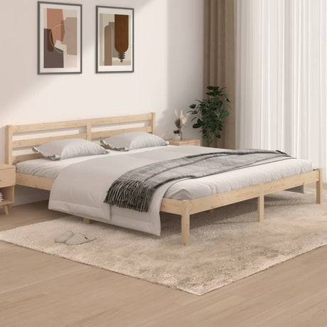 Bed Frame Without Mattress Solid Wood Pine 200X200Cm