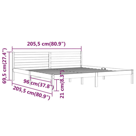 Bed Frame Without Mattress Solid Wood Pine 200X200Cm