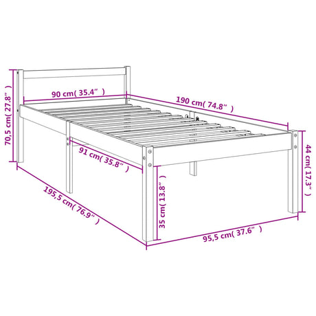 Senior Bed Without Mattress 90X190Cm Single