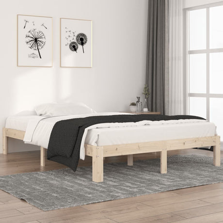 Bed Frame Without Mattress Solid Wood Pine 140X200Cm