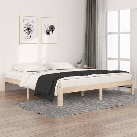 Bed Frame Without Mattress Solid Wood Pine 140X200Cm