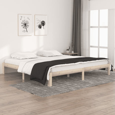 Bed Frame Without Mattress Solid Wood Pine 140X200Cm