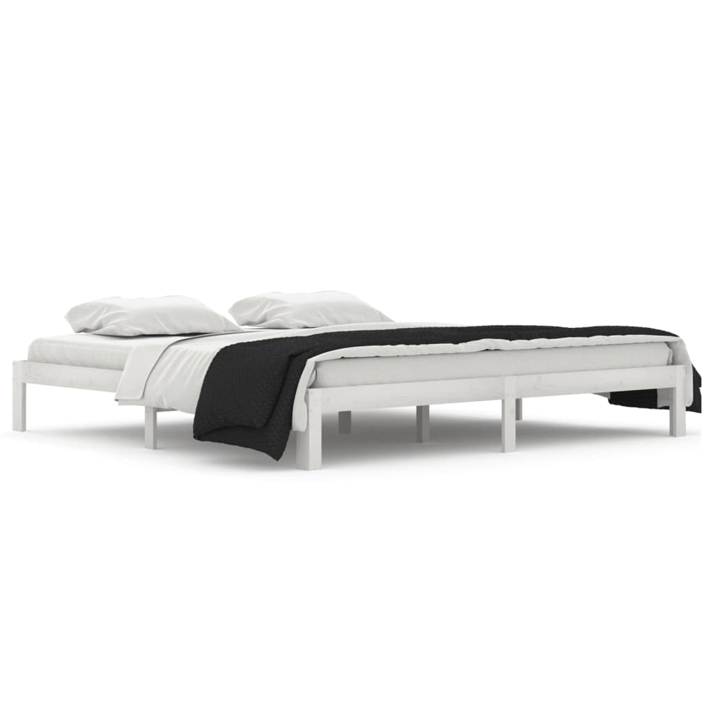 Bed Frame without Mattress White Solid Wood Pine 200x200cm