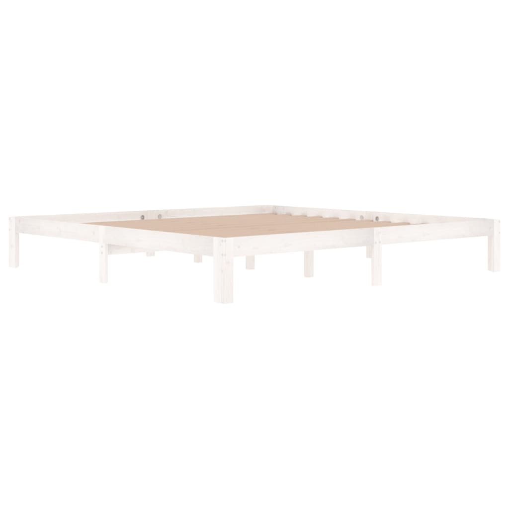 Bed Frame without Mattress White Solid Wood Pine 200x200cm