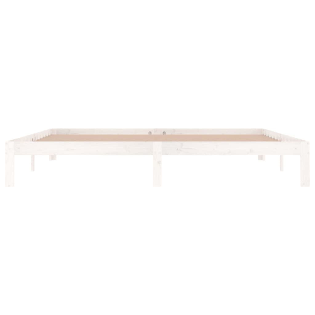 Bed Frame without Mattress White Solid Wood Pine 200x200cm