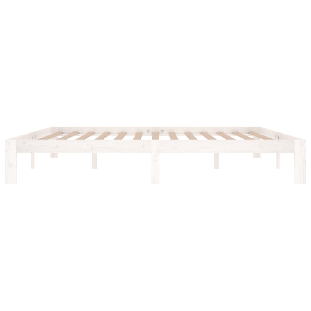 Bed Frame without Mattress White Solid Wood Pine 200x200cm